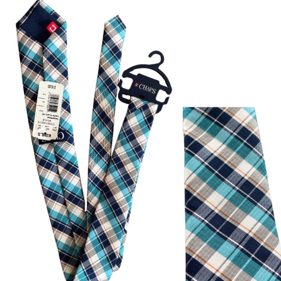 Boy's Chaps  Plaid Tie Blue and White - NWT - Picture 1 of 5